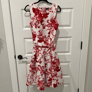 Liz Claiborne Red and White Floral Dress